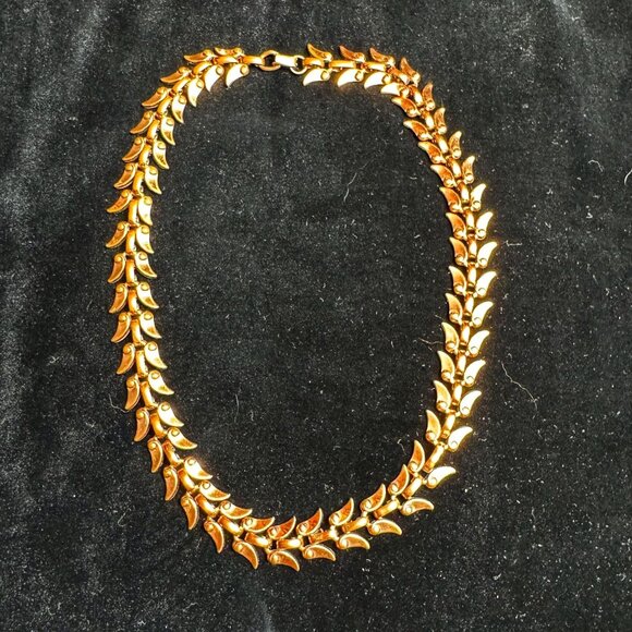 Vintage "Renoir" Copper Linked Collar Choker Bib 18 inches - Picture 8 of 10